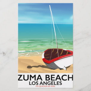 Papeterie Affiche de plage de Zuma Beach LA Rail