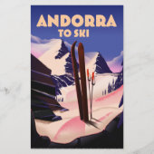 Papeterie affiche de ski d'Andorre. (Devant)