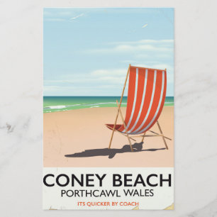 Papeterie Affiche de voyage Coney Beach Porthcawl au Pays de
