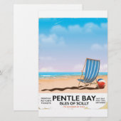 Papeterie Affiche de voyage de Pentle Bay Isles of Scilly (Devant / Derrière)