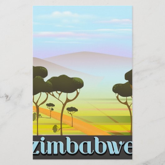 Papeterie Affiche de voyage de vacances au Zimbabwe (Devant)