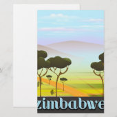 Papeterie Affiche de voyage de vacances au Zimbabwe (Devant / Derrière)