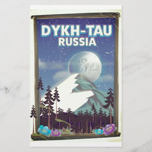 Papeterie Affiche de voyage Dykh-Tau Russie. (Devant)