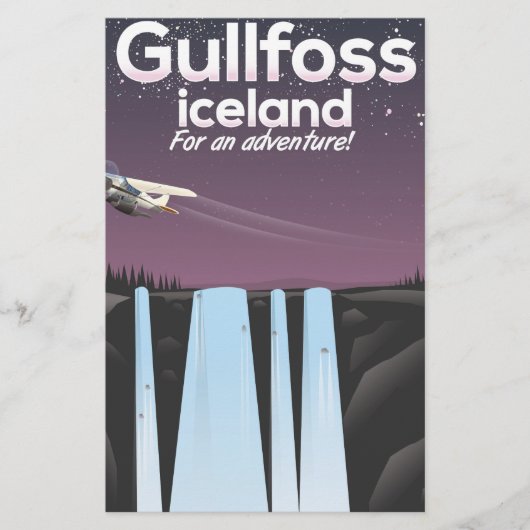 Papeterie Affiche de voyage en Islande Cascade de Gullfoss (Devant)