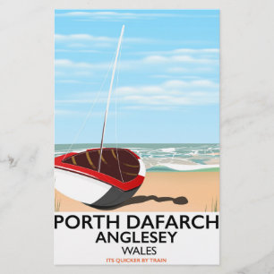 Papeterie Affiche de voyage vintage de Porth Dafarch, Angles
