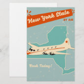 Papeterie Affiche rétro de l'État de New York. (Devant / Derrière)