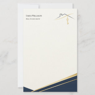 Papeterie Agent immobilier Luxe Or Navy Moderne