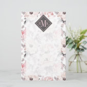 Papeterie Ajouter votre monogramme| Motif rose et gris class (Debout devant)