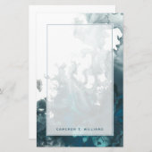 Papeterie Ajouter votre nom| Indigo Tempest (Devant / Derrière)