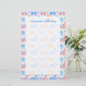 Papeterie Ajouter votre nom| Motif d'Alpaca couleur vive (Debout devant)