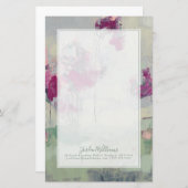 Papeterie Ajouter votre nom| Treeline Fuchsia (Devant / Derrière)