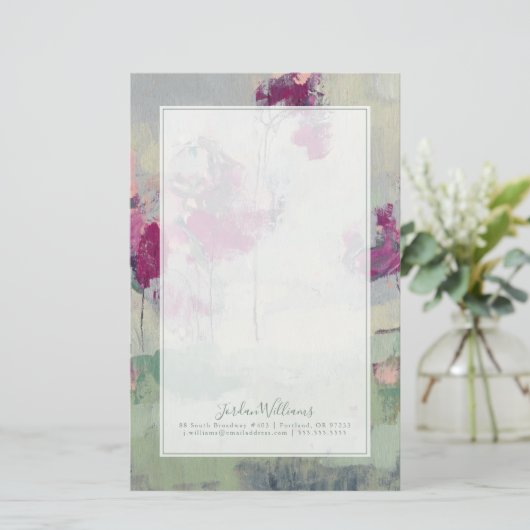 Papeterie Ajouter votre nom| Treeline Fuchsia (Debout devant)