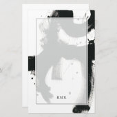 Papeterie Ajoutez votre geste d'onyx des initiales | (Devant / Derrière)