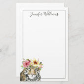 Papeterie Ajoutez votre guépard doux | tropical nommé du (Devant / Derrière)