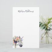 Papeterie Ajoutez votre licorne habillée | florale nommée (Debout devant)