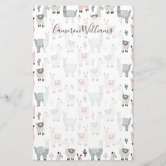 Papeterie Ajoutez votre motif | de sourire nommé de lamas (Devant)