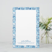 Papeterie Ajoutez votre motif dentaire | bleu nommé de (Debout devant)