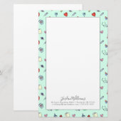 Papeterie Ajoutez votre nom | Motif d'icône Médicale mignon (Devant / Derrière)