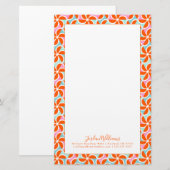 Papeterie Ajoutez votre | rétro motif orange nommé de cale (Devant / Derrière)