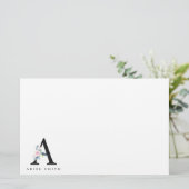 PAPETERIE ALPHABÈTES FLORAUX BLEUS DOUX NOM LETTRE A (Debout devant)