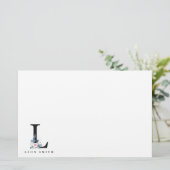 PAPETERIE ALPHABÈTES FLORAUX BLEUS DOUX NOM LETTRE L (Debout devant)