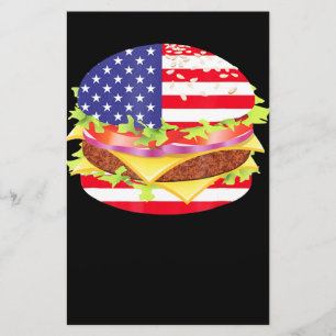 Papeterie Amateurs de barbecue Hamburger USA Drapeau 4 jui