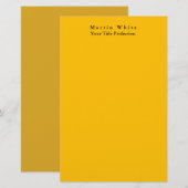 Papeterie Ambre Jaune Plaine Élégant Professionnel Moderne (Devant / Derrière)