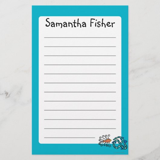 Papeterie Amis illustrés colorés de poissons (Devant)