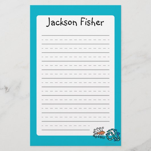 Papeterie Amis illustrés colorés de poissons (Devant)