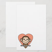 Papeterie Amour mignon de singe de sourire de clipart (Devant / Derrière)