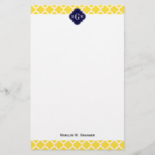 Papeterie Ananas Wht Marocain #5 Marine 3 Monogramme initial