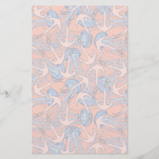 Papeterie Ancre Et Motif De Méduses (Devant)