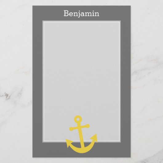 Papeterie Ancre jaune avec le nom fait sur commande - gris (Devant)