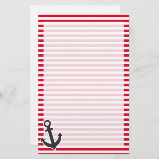 Papeterie Ancre Nautique; Rayures rouges Cadmium; Rayures (Devant / Derrière)