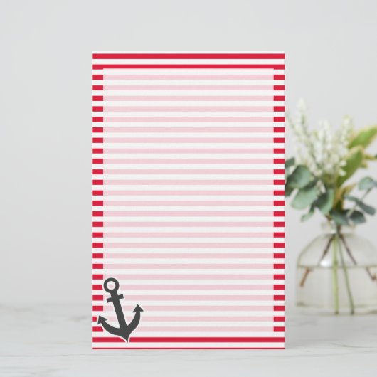Papeterie Ancre Nautique; Rayures rouges Cadmium; Rayures (Debout devant)