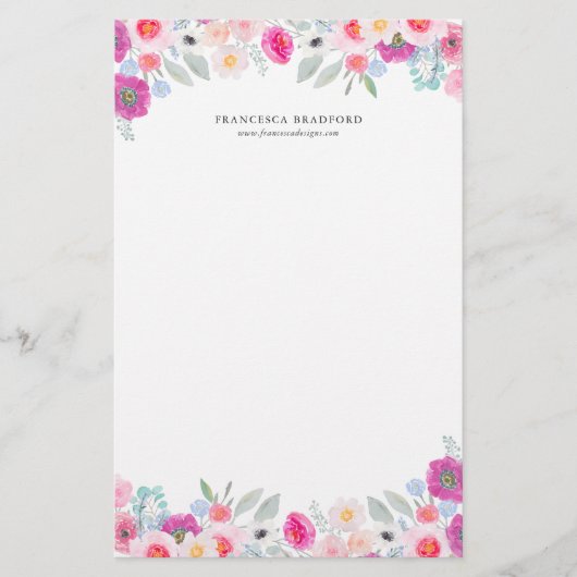 Papeterie Anémones colorées d'aquarelle personnalisées (Devant)