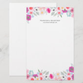 Papeterie Anémones colorées d'aquarelle personnalisées (Devant / Derrière)