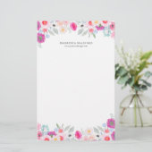 Papeterie Anémones colorées d'aquarelle personnalisées (Debout devant)