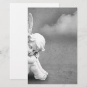 Papeterie Ange couché sur gris arrière - plan, art angélique (Devant / Derrière)