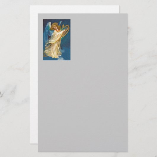 Papeterie Ange jouant la musique sur une harpe (Devant / Derrière)