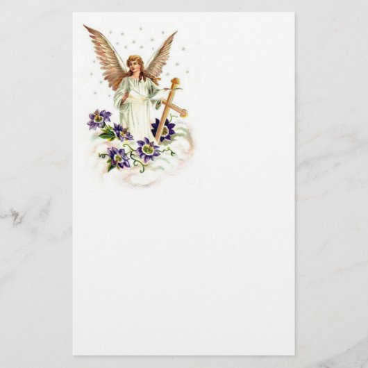 Papeterie Angel Avec Croix Et Fleurs Clematis (Devant)
