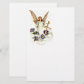 Papeterie Angel Avec Croix Et Fleurs Clematis (Devant / Derrière)