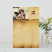 Papeterie ANGEL / Cherub ailé, Monogramme de parchemin (Debout devant)