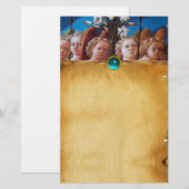 Papeterie ANGELS AVEC MENSONGES BLANCS Parchemin Blue Sapphi (Devant / Derrière)