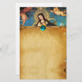 PAPETERIE ANGELS ET PARCHEMENT VIERGE AVEC GÈMES BLEUS (Devant / Derrière)