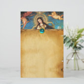 PAPETERIE ANGELS ET PARCHEMENT VIERGE AVEC GÈMES BLEUS (Debout devant)