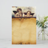 Papeterie ANGES / Cherubs ailés, Parchemin (Debout devant)