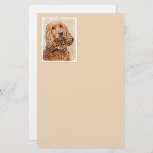 Papeterie Anglais Cocker Peinture Espagnole - Art Chien orig (Devant / Derrière)