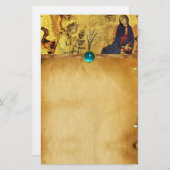 Papeterie ANGLE D'ANNONCIATION AVEC Gem Bleu Parchemin VIRGI (Devant / Derrière)