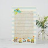 Papeterie Animal Toy Train and Airplane on Stripes (Debout devant)